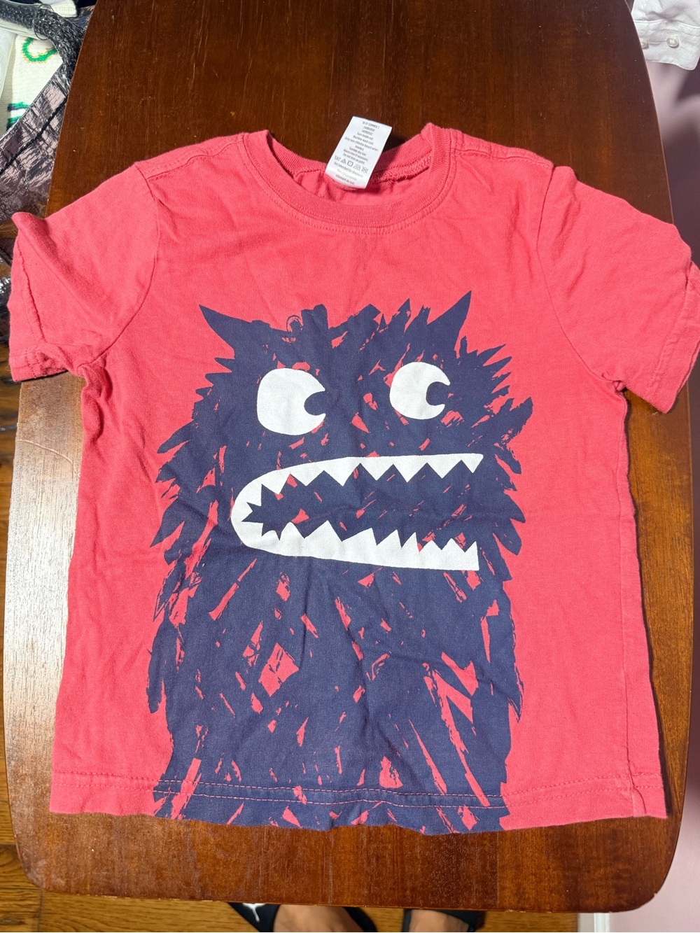 Gymboree Red Tee with Navy and White Monster Graphic
